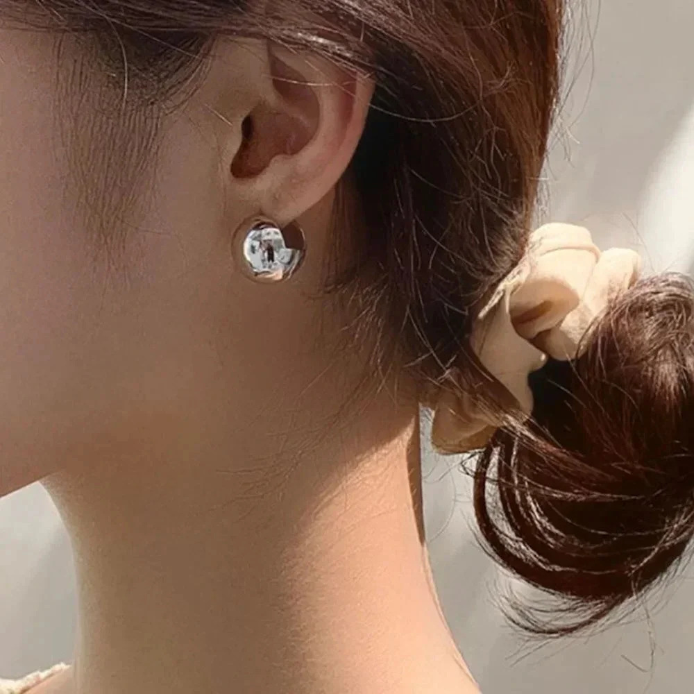 925 Sterling Silver Ball Huggie Earrings Minimalist Round Ball Stud Earrings